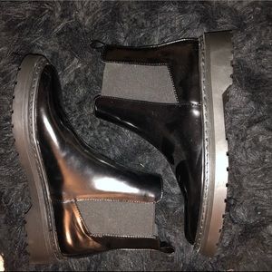 Black patent Leather boots